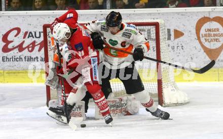 EBEL. Eishockey Bundesliga. KAC gegen	Moser Medical Graz99ers. Daniel Obersteiner,  (KAC), Robin Jakobsson (Graz). Klagenfurt, am 31.3.2019.
Foto: Kuess

---
pressefotos, pressefotografie, kuess, qs, qspictures, sport, bild, bilder, bilddatenbank