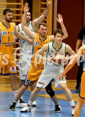 Basketball 2. Bundesliga. Play Down 3. Runde. KOS Celovec gegen BBU Salzburg.  Julian Lipus,  (KOS), Luka Milovac (BBU Salzburg). Klagenfurt, am 30.3.2019.
Foto: Kuess
---
pressefotos, pressefotografie, kuess, qs, qspictures, sport, bild, bilder, bilddatenbank