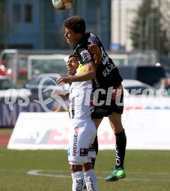 Fussball tipico Bundesliga. RZ Pellets WAC gegen LASK. Manfred Gollner,  (WAC), Joao Victor Santos Sa (LASK). Wolfsberg, am 23.2.2019.
Foto: Kuess

---
pressefotos, pressefotografie, kuess, qs, qspictures, sport, bild, bilder, bilddatenbank