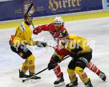 EBEL. Eishockey Bundesliga. KAC gegen	spusu Vienna Capitals. Hundertpfund Thomas (KAC), Tessier Kelsey (Vienna Capitals). Klagenfurt, am 20.4.2019.
Foto: Kuess

---
pressefotos, pressefotografie, kuess, qs, qspictures, sport, bild, bilder, bilddatenbank