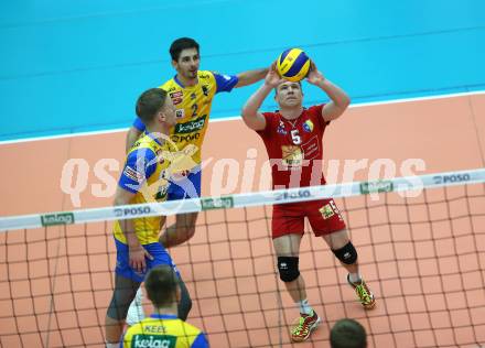 Volleyball. AVL Finale. SK Posojilnica Aich/Dob gegen SG Union Raiffeisen Waldviertel. Manuel Steiner, Maximilian Landfahrer, Nicolai Grabmueller (Aich/Dob). Bleiburg, 24.4.2019.
Foto: Kuess
---
pressefotos, pressefotografie, kuess, qs, qspictures, sport, bild, bilder, bilddatenbank