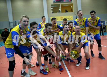 Volleyball. AVL Finale. SK Posojilnica Aich/Dob gegen SG Union Raiffeisen Waldviertel. Meisterjubel (Aich/Dob). Bleiburg, 24.4.2019.
Foto: Kuess
---
pressefotos, pressefotografie, kuess, qs, qspictures, sport, bild, bilder, bilddatenbank