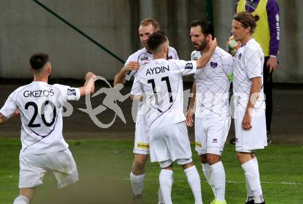 Fussball. 2. Liga. âSK Austria Klagenfurt gegen FAC Wien. Torjubel Sandro Zakany, Kosmas Gkezos, Carlos Badal Andani, Okan Aydin, Patrick Greil (Klagenfurt). Klagenfurt, 26.4.2019.
Foto: Kuess
---
pressefotos, pressefotografie, kuess, qs, qspictures, sport, bild, bilder, bilddatenbank