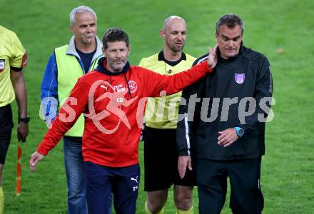 Fussball. 2. Liga. âSK Austria Klagenfurt gegen FAC Wien. Trainer Andreas Heraf, (FAC Wien), Schiedsrichter Oliver Drachta, Trainer Robert Micheu (Klagenfurt). Klagenfurt, 26.4.2019.
Foto: Kuess
---
pressefotos, pressefotografie, kuess, qs, qspictures, sport, bild, bilder, bilddatenbank