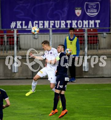 Fussball. 2. Liga. âSK Austria Klagenfurt gegen FAC Wien.  Benedikt Pichler,  (Klagenfurt), Christian Bubalovic (FAC Wien). Klagenfurt, 26.4.2019.
Foto: Kuess
---
pressefotos, pressefotografie, kuess, qs, qspictures, sport, bild, bilder, bilddatenbank