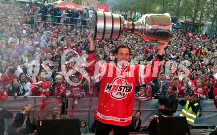 EBEL. Eishockey Bundesliga. Meisterfeier KAC.   Patrick Harand. Klagenfurt, am 29.4.2019.
Foto: Kuess
---
pressefotos, pressefotografie, kuess, qs, qspictures, sport, bild, bilder, bilddatenbank