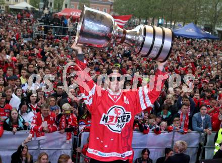 EBEL. Eishockey Bundesliga. Meisterfeier KAC.   Johannes Bischofberger. Klagenfurt, am 29.4.2019.
Foto: Kuess
---
pressefotos, pressefotografie, kuess, qs, qspictures, sport, bild, bilder, bilddatenbank