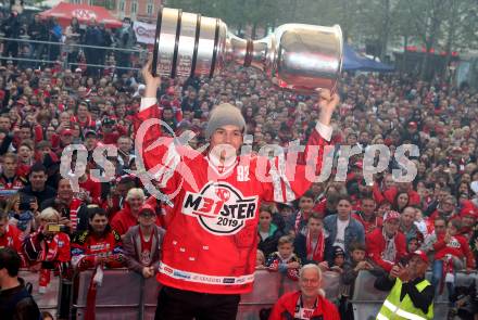 EBEL. Eishockey Bundesliga. Meisterfeier KAC.   Clemens Unterweger. Klagenfurt, am 29.4.2019.
Foto: Kuess
---
pressefotos, pressefotografie, kuess, qs, qspictures, sport, bild, bilder, bilddatenbank