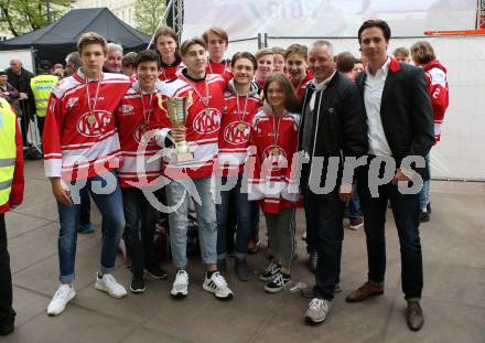 EBEL. Eishockey Bundesliga. Meisterfeier KAC.   Meisterehrung Nachwuchs. U16. Klagenfurt, am 29.4.2019.
Foto: Kuess
---
pressefotos, pressefotografie, kuess, qs, qspictures, sport, bild, bilder, bilddatenbank