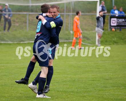 Fussball Unterliga Ost. Ludmannsdorf gegen Eisenkappel. Torjubel Thomas Bradatsch, Julian Hobel (Ludmannsdorf). Ludmannsdorf, am 19.5.2018.
Foto: Kuess
---
pressefotos, pressefotografie, kuess, qs, qspictures, sport, bild, bilder, bilddatenbank