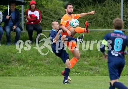 Fussball Unterliga Ost. Ludmannsdorf gegen Eisenkappel. Darko Babic,  (Ludmannsdorf), David Writzl  (Eisenkappel). Ludmannsdorf, am 19.5.2018.
Foto: Kuess
---
pressefotos, pressefotografie, kuess, qs, qspictures, sport, bild, bilder, bilddatenbank