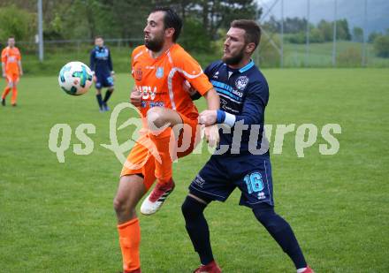 Fussball Unterliga Ost. Ludmannsdorf gegen Eisenkappel.  Nemanja Andrijevic, (Ludmannsdorf),  David Writzl  (Eisenkappel). Ludmannsdorf, am 19.5.2018.
Foto: Kuess
---
pressefotos, pressefotografie, kuess, qs, qspictures, sport, bild, bilder, bilddatenbank