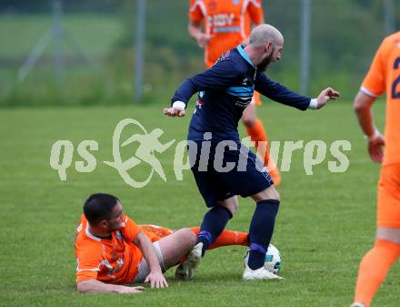 Fussball Unterliga Ost. Ludmannsdorf gegen Eisenkappel. Danijel Josimovic, (Ludmannsdorf),  Luka Lazanski  (Eisenkappel). Ludmannsdorf, am 19.5.2018.
Foto: Kuess
---
pressefotos, pressefotografie, kuess, qs, qspictures, sport, bild, bilder, bilddatenbank