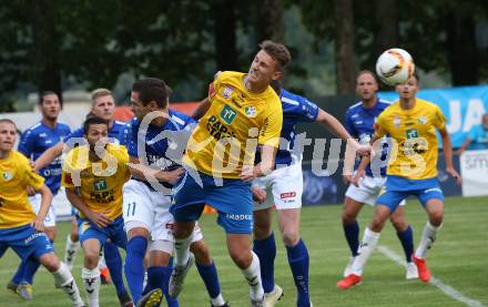 Fussball Uniqa OEFB Cup. Treibach gegen WSG Swarowski Tirol.  Julian Salentinig,  (Treibach),  David Gugganig (Tirol). Treibach, am 19.7.2019.
Foto: Kuess
www.qspictures.net
---
pressefotos, pressefotografie, kuess, qs, qspictures, sport, bild, bilder, bilddatenbank