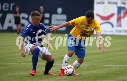 Fussball Uniqa OEFB Cup. Treibach gegen WSG Swarowski Tirol. Daniel Billy Kreuzer (Treibach), Kevin Nitzlnader (Tirol). Treibach, am 19.7.2019.
Foto: Kuess
www.qspictures.net
---
pressefotos, pressefotografie, kuess, qs, qspictures, sport, bild, bilder, bilddatenbank