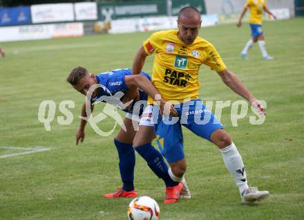 Fussball Uniqa OEFB Cup. Treibach gegen WSG Swarowski Tirol. Daniel Billy Kreuzer, (Treibach), Lukas Grgic  (Tirol). Treibach, am 19.7.2019.
Foto: Kuess
www.qspictures.net
---
pressefotos, pressefotografie, kuess, qs, qspictures, sport, bild, bilder, bilddatenbank