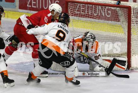 Ebel Eishockey Bundesliga. Testspiel. KAC gegen Wolfsburg Grizzlys. Stefan Geier, (KAC),  Jeff Likens, Felix Brueckmann  (Wolfsburg). Klagenfurt, am 21.8.2019.
Foto: Kuess
www.qspictures.net
---
pressefotos, pressefotografie, kuess, qs, qspictures, sport, bild, bilder, bilddatenbank