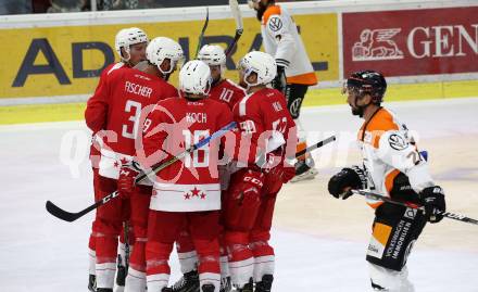 Ebel Eishockey Bundesliga. Testspiel. KAC gegen Wolfsburg Grizzlys. Torjubel David Joseph Fischer, Nick Petersen, Thomas KOch, Andrew Jacob Kozek, Matthew Neal (KAC). Klagenfurt, am 21.8.2019.
Foto: Kuess
www.qspictures.net
---
pressefotos, pressefotografie, kuess, qs, qspictures, sport, bild, bilder, bilddatenbank