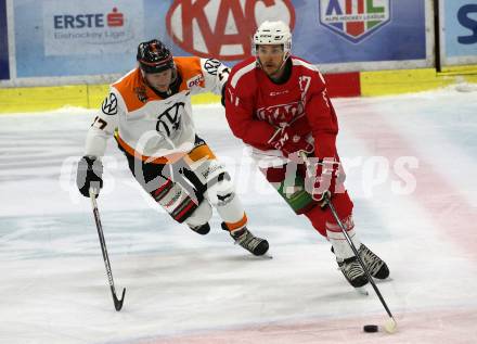 Ebel Eishockey Bundesliga. Testspiel. KAC gegen Wolfsburg Grizzlys. Manuel Ganahl,  (KAC), Sebastian Furchner  (Wolfsburg). Klagenfurt, am 21.8.2019.
Foto: Kuess
www.qspictures.net
---
pressefotos, pressefotografie, kuess, qs, qspictures, sport, bild, bilder, bilddatenbank