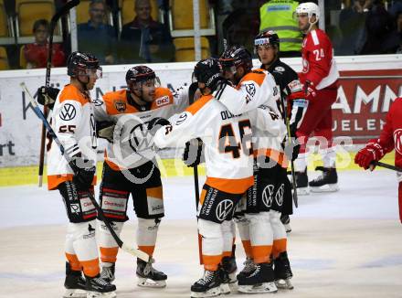 Ebel Eishockey Bundesliga. Testspiel. KAC gegen Wolfsburg Grizzlys.  Torjubel   (Wolfsburg). Klagenfurt, am 21.8.2019.Ebel Eishockey Bundesliga. Testspiel. KAC gegen Wolfsburg Grizzlys.  (KAC),   (Wolfsburg). Klagenfurt, am 21.8.2019.
Foto: Kuess
www.qspictures.net
---
pressefotos, pressefotografie, kuess, qs, qspictures, sport, bild, bilder, bilddatenbank