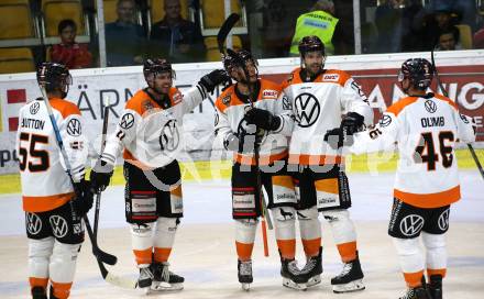 Ebel Eishockey Bundesliga. Testspiel. KAC gegen Wolfsburg Grizzlys.  Torjubel   (Wolfsburg). Klagenfurt, am 21.8.2019.
Foto: Kuess
www.qspictures.net
---
pressefotos, pressefotografie, kuess, qs, qspictures, sport, bild, bilder, bilddatenbank