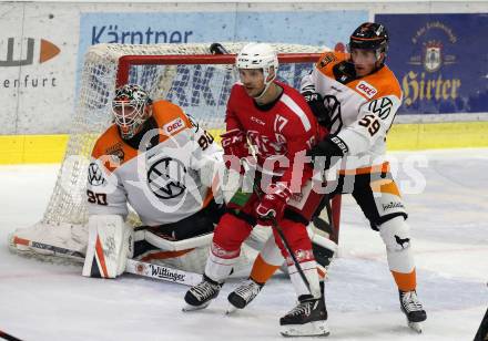 Ebel Eishockey Bundesliga. Testspiel. KAC gegen Wolfsburg Grizzlys. Manuel Ganahl,  (KAC),  Felix Brueckmann, Maximilian Adam (Wolfsburg). Klagenfurt, am 21.8.2019.
Foto: Kuess
www.qspictures.net
---
pressefotos, pressefotografie, kuess, qs, qspictures, sport, bild, bilder, bilddatenbank