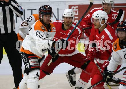 Ebel Eishockey Bundesliga. Testspiel. KAC gegen Wolfsburg Grizzlys. Thomas HUndertpfund, Stefan Geier, (KAC), Garett Festerling   (Wolfsburg). Klagenfurt, am 21.8.2019.
Foto: Kuess
www.qspictures.net
---
pressefotos, pressefotografie, kuess, qs, qspictures, sport, bild, bilder, bilddatenbank