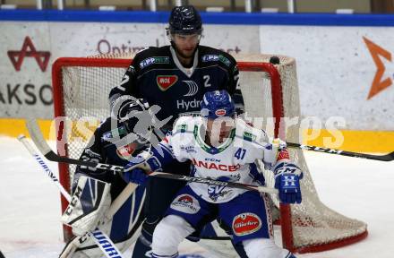 EBEL. Eishockey Bundesliga. Testspiel. EC VSV gegen Fehervar AV19.   Alexander Lahoda,  (VSV), Michael Caruso (Fehervar). Bled, am 23.8.2019.
Foto: Kuess
www.qspictures.net
---
pressefotos, pressefotografie, kuess, qs, qspictures, sport, bild, bilder, bilddatenbank