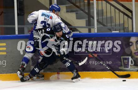 EBEL. Eishockey Bundesliga. Turnier. EC VSV gegen Fehervar AV19.  Bernd Wolf,  (VSV), Csanad Erdely (Fehervar). Bled, am 23.8.2019.
Foto: Kuess
www.qspictures.net
---
pressefotos, pressefotografie, kuess, qs, qspictures, sport, bild, bilder, bilddatenbank