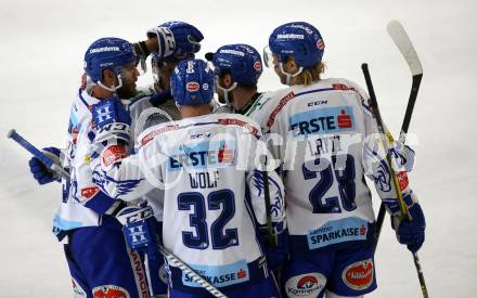 EBEL. Eishockey Bundesliga. Testspiel. EC VSV gegen Fehervar AV19.   Torjubel Kevin Schmidt, Bernd Wolf, Danila Karaban, Miika Lahti (VSV). Bled, am 23.8.2019.
Foto: Kuess
www.qspictures.net
---
pressefotos, pressefotografie, kuess, qs, qspictures, sport, bild, bilder, bilddatenbank