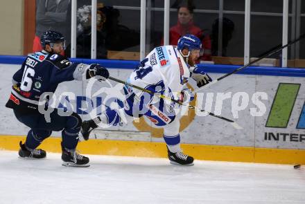 EBEL. Eishockey Bundesliga. Turnier. EC VSV gegen Fehervar AV19.  Jamie Fraser,  (VSV), Csanad Erdely (Fehervar). Bled, am 23.8.2019.
Foto: Kuess
www.qspictures.net
---
pressefotos, pressefotografie, kuess, qs, qspictures, sport, bild, bilder, bilddatenbank