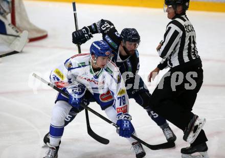 EBEL. Eishockey Bundesliga. Turnier. EC VSV gegen Fehervar AV19.  Felix Maxa, (VSV), Bence Stipsicz  (Fehervar). Bled, am 23.8.2019.
Foto: Kuess
www.qspictures.net
---
pressefotos, pressefotografie, kuess, qs, qspictures, sport, bild, bilder, bilddatenbank