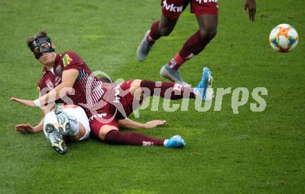 Fussball tipico Bundesliga. RZ Pellets WAC gegen Cashpoint SCR Altach.  Shon Zalman Weissman,  (WAC), Florian Jamnig (Altach). Wolfsberg, am 24.8.2019.
Foto: Kuess
www.qspictures.net

---
pressefotos, pressefotografie, kuess, qs, qspictures, sport, bild, bilder, bilddatenbank