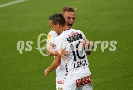 Fussball tipico Bundesliga. RZ Pellets WAC gegen Cashpoint SCR Altach.  Torjubel Michael Liendl, Marcel Ritzmaier (WAC). Wolfsberg, am 24.8.2019.
Foto: Kuess
www.qspictures.net

---
pressefotos, pressefotografie, kuess, qs, qspictures, sport, bild, bilder, bilddatenbank