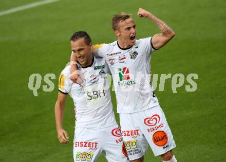 Fussball tipico Bundesliga. RZ Pellets WAC gegen Cashpoint SCR Altach.  Torjubel Michael Liendl, Marcel Ritzmaier (WAC). Wolfsberg, am 24.8.2019.
Foto: Kuess
www.qspictures.net

---
pressefotos, pressefotografie, kuess, qs, qspictures, sport, bild, bilder, bilddatenbank