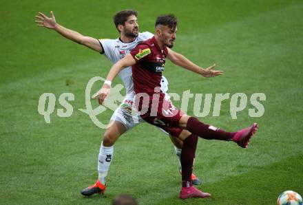 Fussball tipico Bundesliga. RZ Pellets WAC gegen Cashpoint SCR Altach.  Michael Novak,  (WAC), Mergim Berisha (Altach). Wolfsberg, am 24.8.2019.
Foto: Kuess
www.qspictures.net

---
pressefotos, pressefotografie, kuess, qs, qspictures, sport, bild, bilder, bilddatenbank