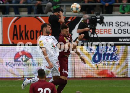 Fussball tipico Bundesliga. RZ Pellets WAC gegen Cashpoint SCR Altach.  Nemanja Rnic,  (WAC), Mergim Berisha (Altach). Wolfsberg, am 24.8.2019.
Foto: Kuess
www.qspictures.net

---
pressefotos, pressefotografie, kuess, qs, qspictures, sport, bild, bilder, bilddatenbank