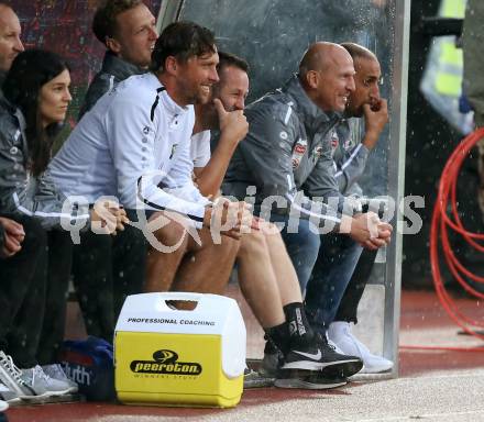 Fussball tipico Bundesliga. RZ Pellets WAC gegen Cashpoint SCR Altach.  Christian Gratzei, Hannes Jochum, Trainer Gerhard Struber, Mohammed Sahli (WAC). Wolfsberg, am 24.8.2019.
Foto: Kuess
www.qspictures.net

---
pressefotos, pressefotografie, kuess, qs, qspictures, sport, bild, bilder, bilddatenbank