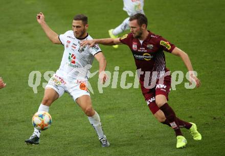 Fussball tipico Bundesliga. RZ Pellets WAC gegen Cashpoint SCR Altach.  Shon Zalman Weissman,  (WAC), Emanuel Schreiner (Altach). Wolfsberg, am 24.8.2019.
Foto: Kuess
www.qspictures.net

---
pressefotos, pressefotografie, kuess, qs, qspictures, sport, bild, bilder, bilddatenbank