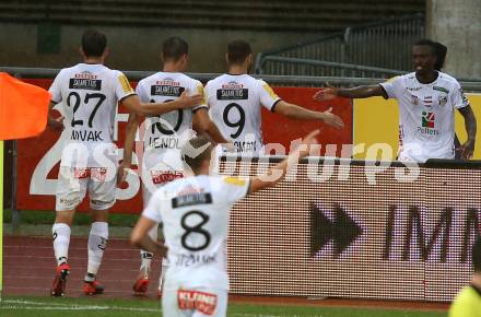 Fussball tipico Bundesliga. RZ Pellets WAC gegen Cashpoint SCR Altach.  Torjubel Anderson Niangbo, Shon Zalman Weissman, Michael Liendl, Michael Novak, Marcel Ritzmaier (WAC). Wolfsberg, am 24.8.2019.
Foto: Kuess
www.qspictures.net

---
pressefotos, pressefotografie, kuess, qs, qspictures, sport, bild, bilder, bilddatenbank