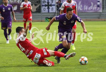 Fussball 2. Liga. SK Austra Klagenfurt gegen FC Blau Weiss Linz. Oliver Markoutz (Austria Klagenfurt), Danilo Mitrovic (BW Linz). Klagenfurt, am 25.8.2019.
Foto: Kuess
---
pressefotos, pressefotografie, kuess, qs, qspictures, sport, bild, bilder, bilddatenbank