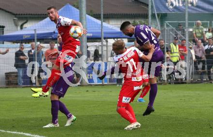 Fussball 2. Liga. SK Austra Klagenfurt gegen FC Blau Weiss Linz. Kosmas Gkezos (Austria Klagenfurt), Turgay Gemicibasi, Martin Kreuzriegler (BW Linz). Klagenfurt, am 25.8.2019.
Foto: Kuess
---
pressefotos, pressefotografie, kuess, qs, qspictures, sport, bild, bilder, bilddatenbank