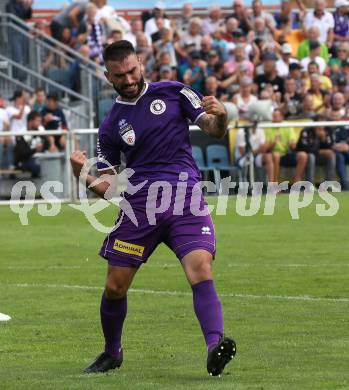 Fussball 2. Liga. SK Austra Klagenfurt gegen FC Blau Weiss Linz. Torjubel Kosmas Gkezos (Austria Klagenfurt),. Klagenfurt, am 25.8.2019.
Foto: Kuess
---
pressefotos, pressefotografie, kuess, qs, qspictures, sport, bild, bilder, bilddatenbank