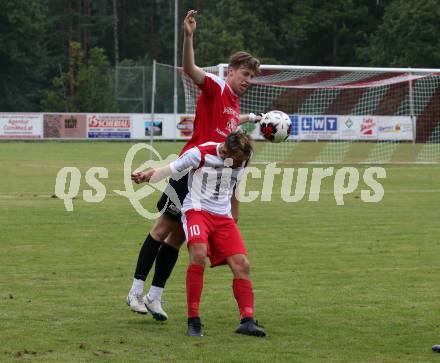 Fussball. Kaerntner Liga. Ferlach Atus gegen Spittal/Drau. Petar Maric (Ferlach),  Raphael Willibald Glanznig (Spittal). Ferlach, 24.8.2019.
Foto: Kuess
www.qspictures.net
---
pressefotos, pressefotografie, kuess, qs, qspictures, sport, bild, bilder, bilddatenbank