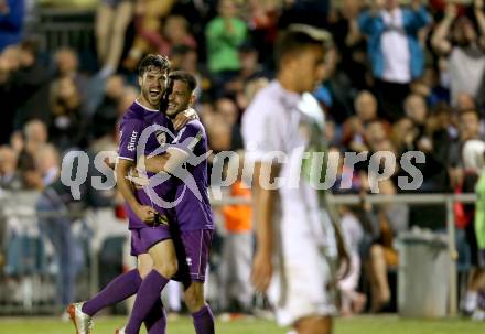 Fussball 2. Liga. SK Austria Klagenfurt gegen SC Austria Lustenau. Torjubel Polydoros Gkezos, Darijo Pecirep (Austria Klagenfurt). Klagenfurt, am 13.9.2019.
Foto: Kuess
www.qspictures.net
---
pressefotos, pressefotografie, kuess, qs, qspictures, sport, bild, bilder, bilddatenbank