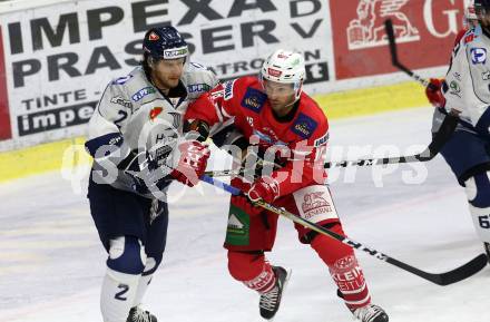 EBEL. Eishockey Bundesliga. KAC gegen	Hydro Fehervar AV 19. Koch Thomas (KAC), Caruso Michael (Alba Volan). Klagenfurt, am 13.9.2019.
Foto: Kuess
www.qspictures.net

---
pressefotos, pressefotografie, kuess, qs, qspictures, sport, bild, bilder, bilddatenbank