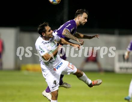 Fussball 2. Liga. SK Austria Klagenfurt gegen SC Austria Lustenau. Philipp Huetter,  (Austria Klagenfurt), Christian Schilling (Lustenau). Klagenfurt, am 13.9.2019.
Foto: Kuess
www.qspictures.net
---
pressefotos, pressefotografie, kuess, qs, qspictures, sport, bild, bilder, bilddatenbank