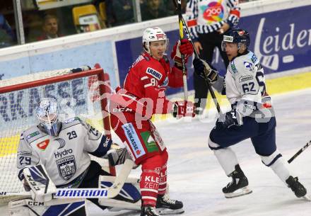 EBEL. Eishockey Bundesliga. KAC gegen	Hydro Fehervar AV 19. Marco Richter, (KAC), Ouzas Michael, Tikkanen Harri (Alba Volan). Klagenfurt, am 13.9.2019.
Foto: Kuess
www.qspictures.net

---
pressefotos, pressefotografie, kuess, qs, qspictures, sport, bild, bilder, bilddatenbank