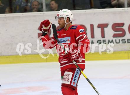 EBEL. Eishockey Bundesliga. KAC gegen	Hydro Fehervar AV 19. Torjubel Thomas Hundertpfund,  (KAC). Klagenfurt, am 13.9.2019.
Foto: Kuess
www.qspictures.net

---
pressefotos, pressefotografie, kuess, qs, qspictures, sport, bild, bilder, bilddatenbank