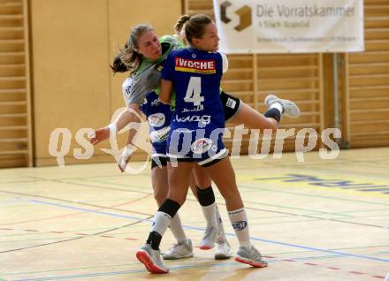 Handball Frauen Bundesliga. SC Kelag Ferlach/Feldkirchen gegen UHC Muellner Bau Stockerau. Luisa Marina Senitza, (Ferlach/Feldkirchen), Stefanie Schalko  (Stockerau). Ferlach, am 14.9.2019.
Foto: Kuess
www.qspictures.net
---
pressefotos, pressefotografie, kuess, qs, qspictures, sport, bild, bilder, bilddatenbank